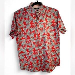 Stylish Red and Gray Casual Button Down Shirt